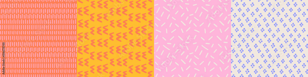 Simple abstract rough Geometric Hand Drawn Irregular Patterns set. Cute Colored Doodle simple drawing with textures, lines, dots and zigzag. Square Poster set. Vector illustration. Simple abstract rough Geometric Hand Drawn Irregular Patterns set. Cute Colored Doodle simple drawing with textures, lines, dots and zigzag. Square Poster set. Vector illustration.