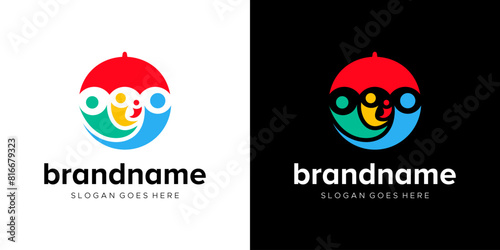 insurance logo colorful family circle with umbrella