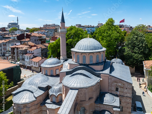 Renovated Kariye Mosque (Kariye Cami) and Museum Drone Photo, Edirnekapı Fatih, Istanbul Turkiye (Turkey) photo