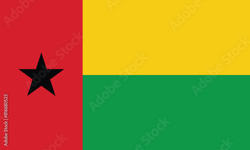 National Flag of Guinea Bissau. Guinea Bissau Flag.  photo