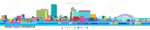 Little Rock Arkansas City skyline with colorful buildings abstract vector image	