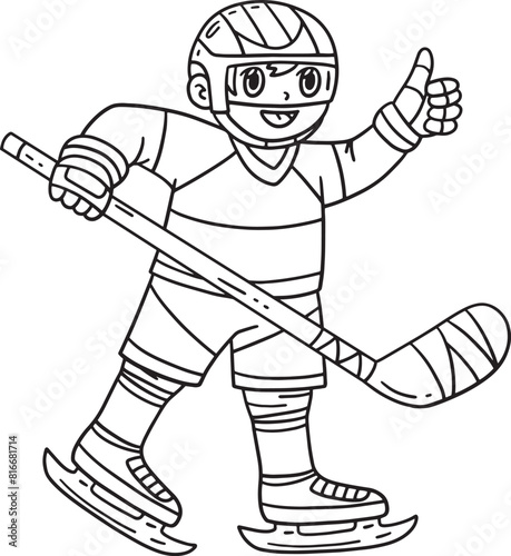 Ice Hockey Player Raising Thumbs Up Isolated