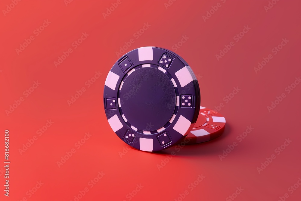 A minimalist shot of a single casino chip standing upright A minimalist shot of a single casino chip standing upright