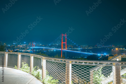 Istanbul background photo. Bosphorus Bridge view from Nakkastepe
