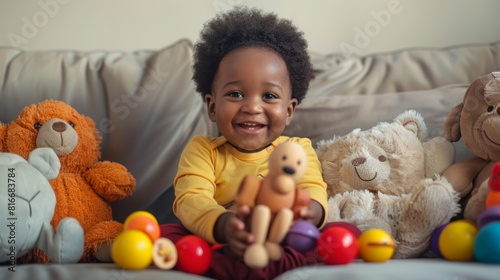 A Joyful Toddler Among Toys