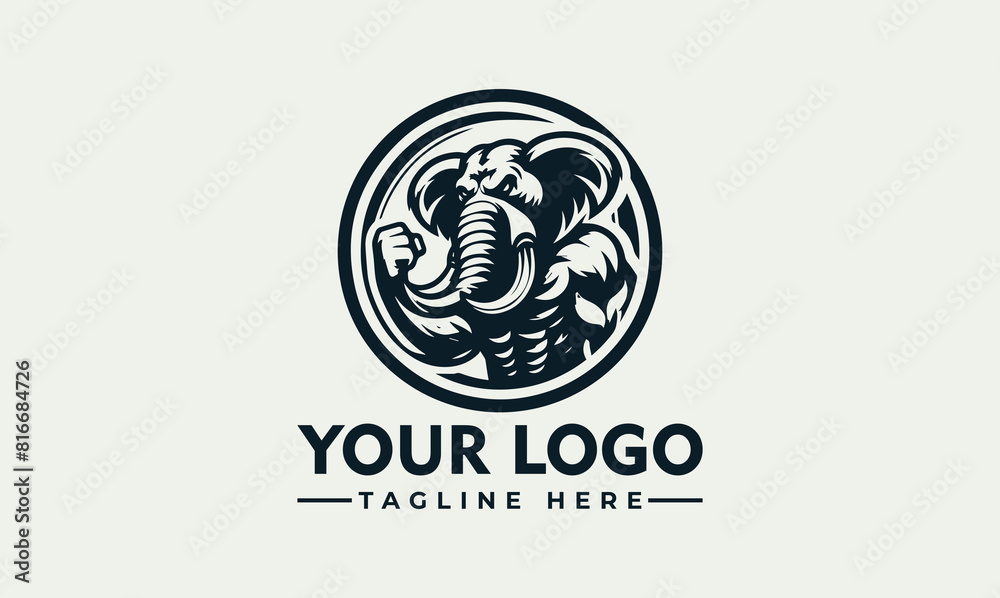 Strong elephant vector logo big and strong elephant design logo illustration of an elephant standing