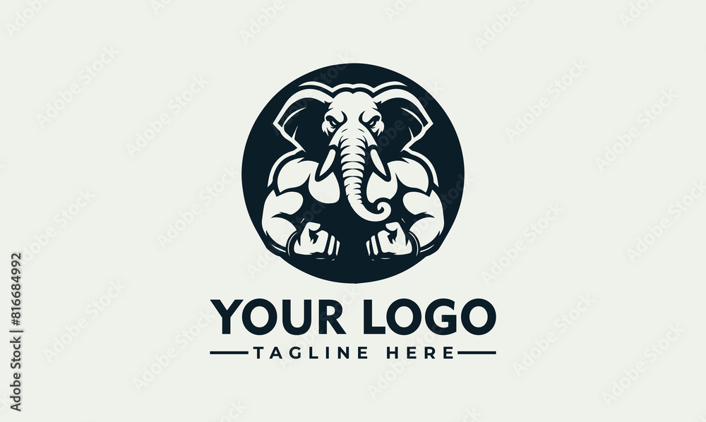 Strong elephant vector logo big and strong elephant design logo illustration of an elephant standing