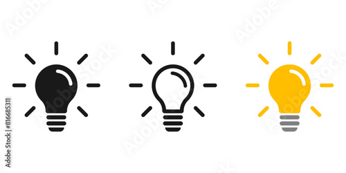 Light bulb icon vector. Idea symbol. Electric lamp, light, innovation, solution, creative thinking, electricity.