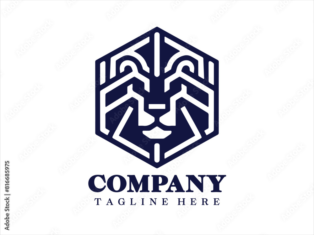 Hexagon Lion Logo Design Vector Template Hexagon Lion Logo Design Vector Template
