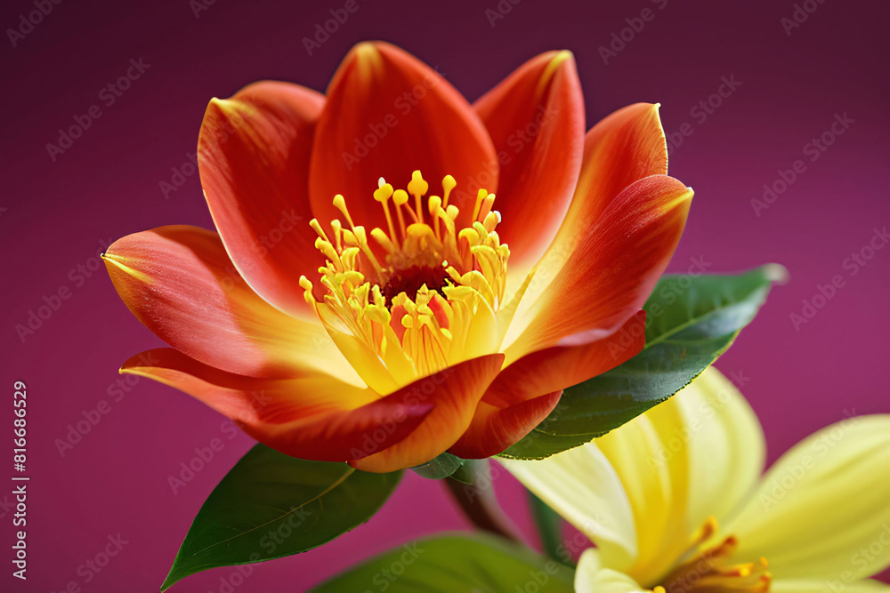 A pink lotus flower blooms on a still pond A pink lotus flower blooms on a still pond