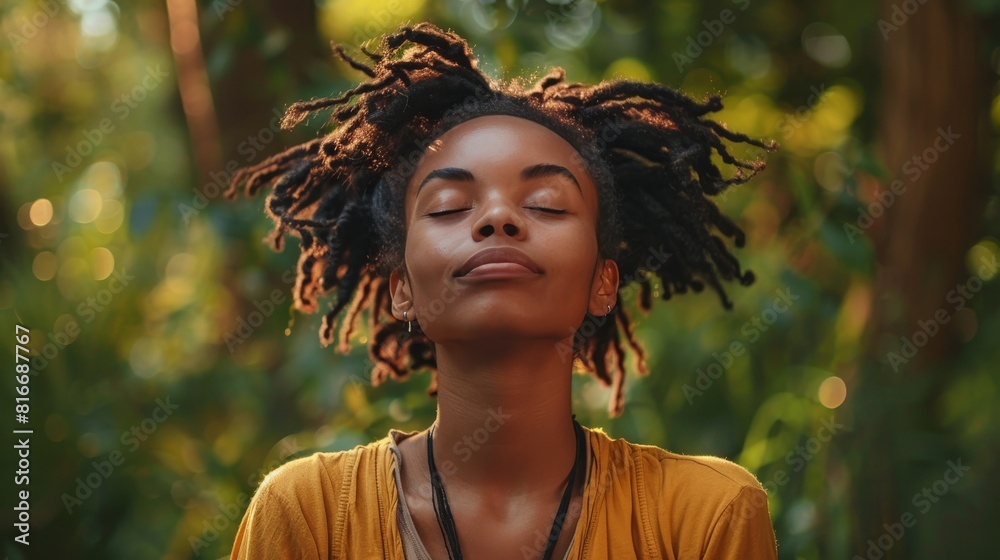 A person practicing deep breathing exercises outdoors, with eyes closed and arms outstretched, surrounded by nature, promoting relaxation and mindfulness. A person practicing deep breathing exercises outdoors, with eyes closed and arms outstretched, surrounded by nature, promoting relaxation and mindfulness.
