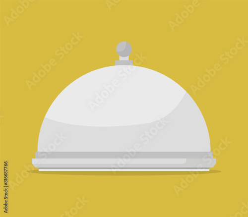 Silver metal dome lid on a bright yellow background