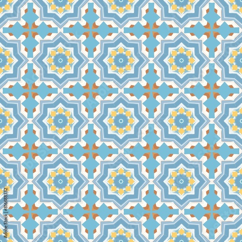 Illustration of tiled surface with seamless patterns