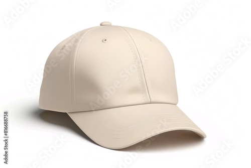 cream baseball cap. snapback hat. front view. isolated on white background. for mockups and branding identity