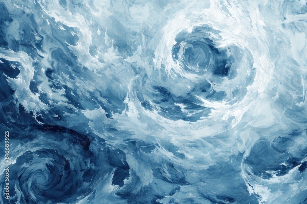 Blue and white painting of swirling clouds, ideal for backgrounds or artistic projects Blue and white painting of swirling clouds, ideal for backgrounds or artistic projects