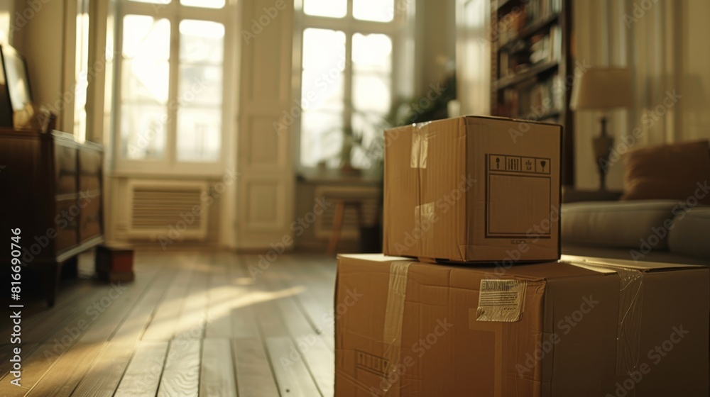A box is sitting on the floor in front of a window. The room is empty and the box is the only object in the room A box is sitting on the floor in front of a window. The room is empty and the box is the only object in the room
