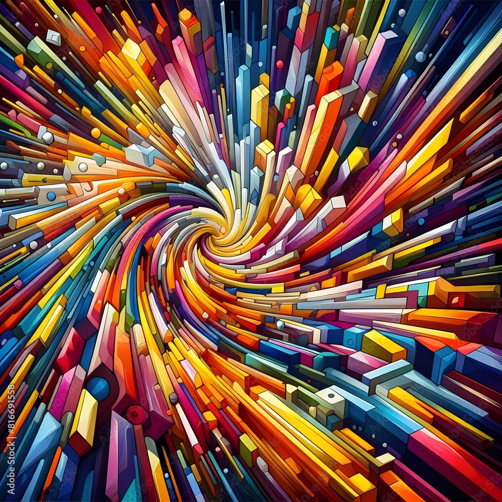 Vibrant Vertex abstract colorful shapes swirling and converging in a radiant display Vibrant Vertex abstract colorful shapes swirling and converging in a radiant display