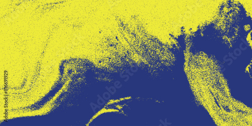 abstract grunge background with paint brush and halftone effect, template design banner with blue and yellow gradient colors of ukrainian flag
