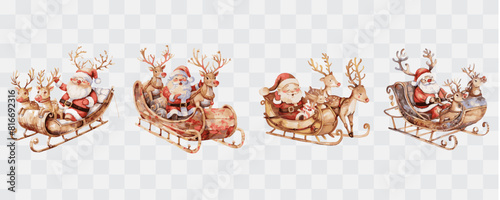 Cute Santa Claus watercolor isolated graphic transparent