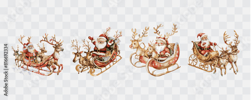 Cute Santa Claus watercolor isolated graphic transparent