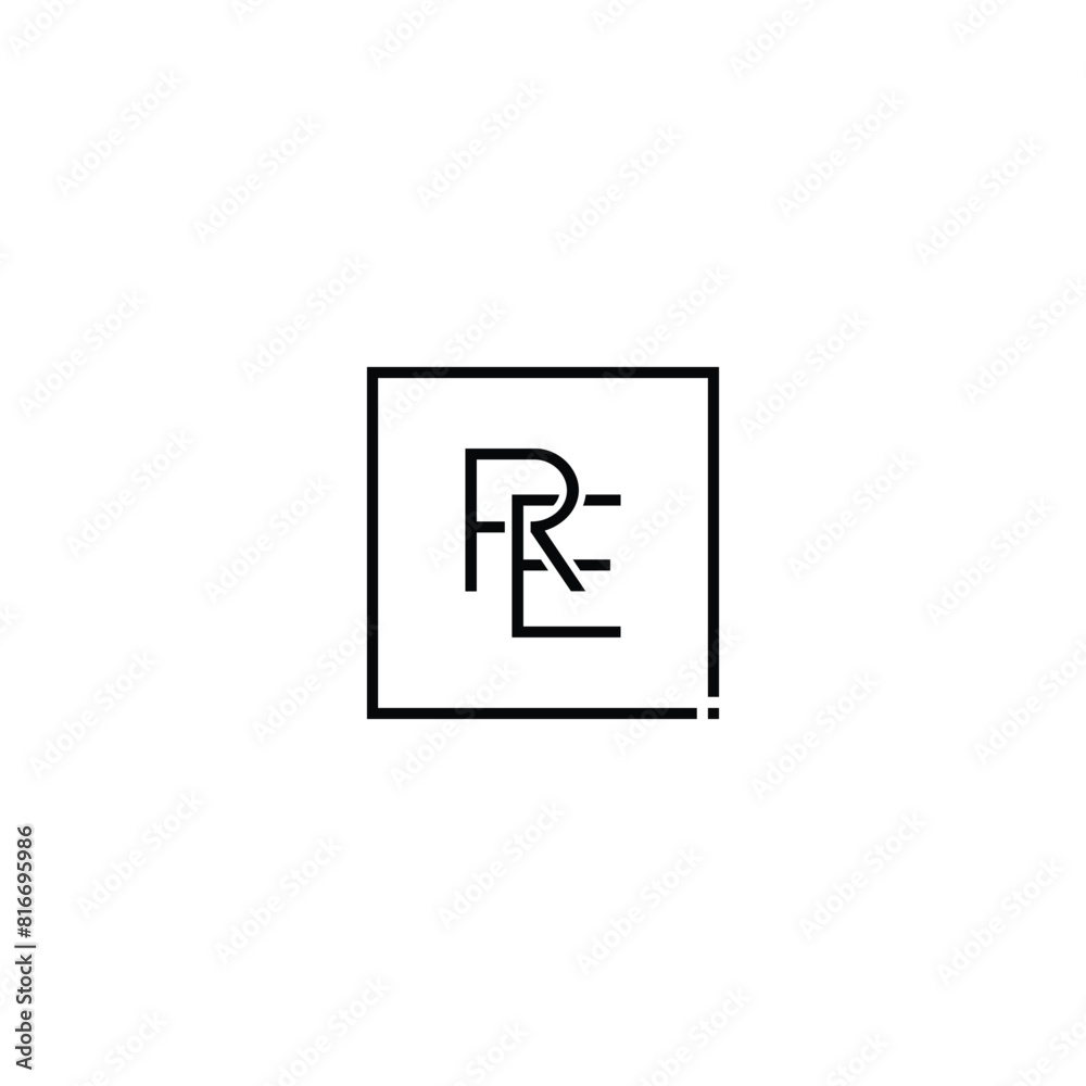 Creative Logo for Initials RE in Monogram Style - Vector Template for Initial Letter R and E Creative Logo for Initials RE in Monogram Style - Vector Template for Initial Letter R and E