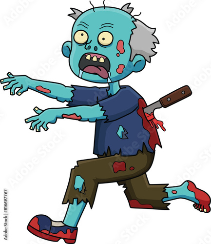 Running Zombie Cartoon Colored Clipart 