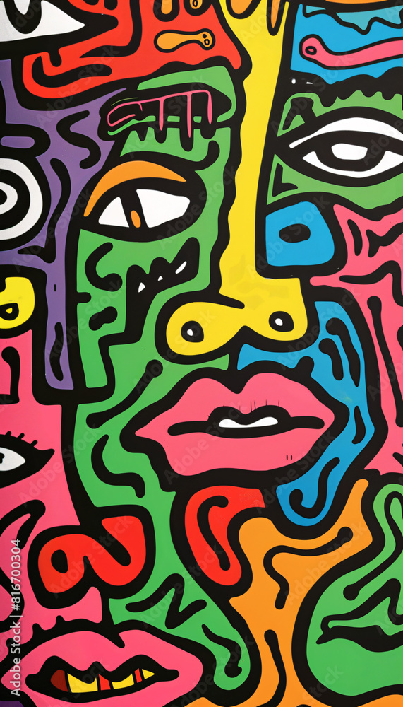 Graffiti style seamless pattern with doodle faces. Vector illustration Graffiti style seamless pattern with doodle faces. Vector illustration