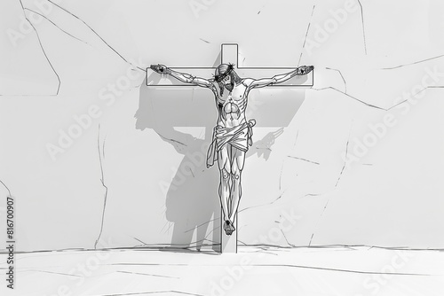 A drawing of a person on a cross, suitable for religious themes