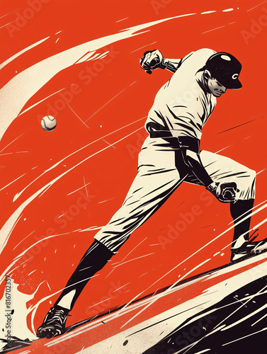 Baseball player hitting the ball. Pop art retro vector illustration. Baseball player hitting the ball. Pop art retro vector illustration.
