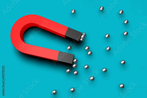 3D illustration of a magnet on a colored   background