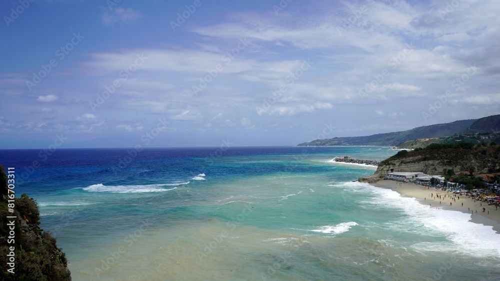 beach and mediterranean sea, Tropea, Italy beach and mediterranean sea, Tropea, Italy
