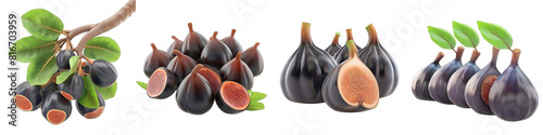Soft Smooth Black Mission Figs Hyperrealistic Highly Detailed Isolated On Transparent Background Png File photo