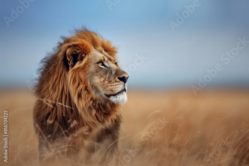 close-up of lion in savanna wildlife