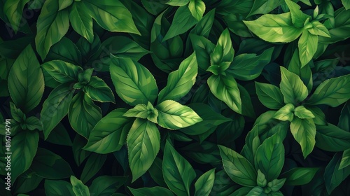 A background of juicy leaves. Dark green foliage, abstract background, natural texture. A place for the text. © Cherkasova Alie