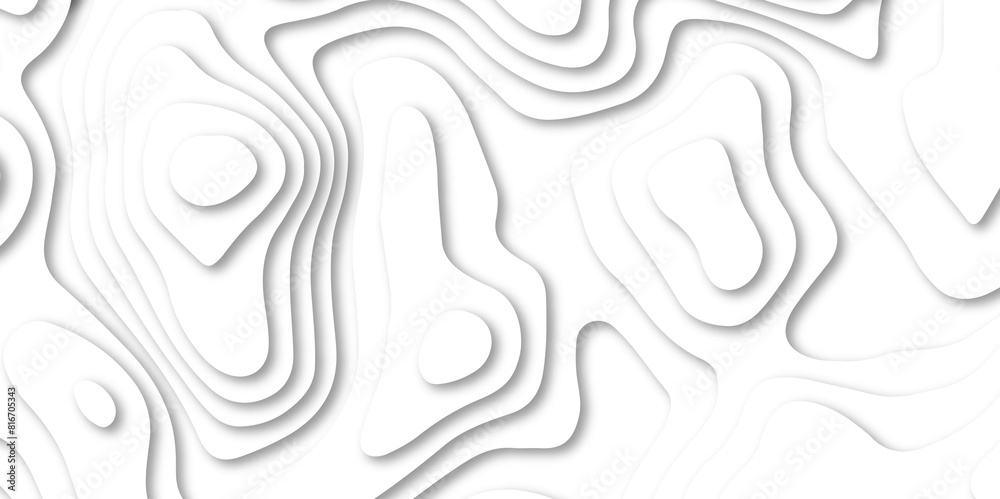 Abstract white paper cut background with line. 3d topography relief. Vector topographic illustration. realistic papercut decoration textured with wavy layer and shadow. seamless pattern wave design.