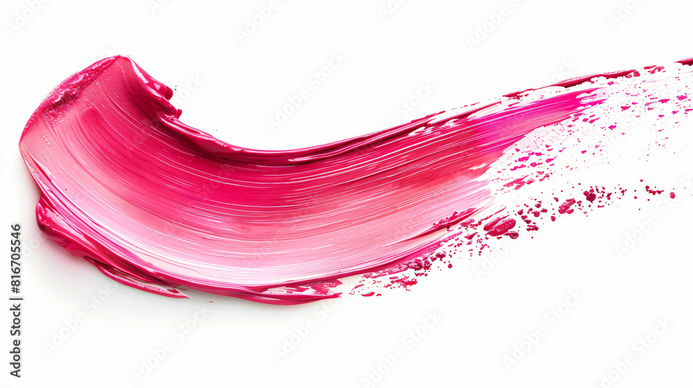 Pink lipstick strokes on white background