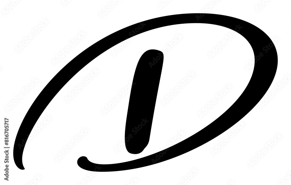 Hand drawn vector calligraphy letter D. Script font logo. Handwritten brush style flourish Hand drawn vector calligraphy letter D. Script font logo. Handwritten brush style flourish
