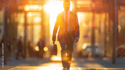 Businessman Walking at Sunset © MP Studio