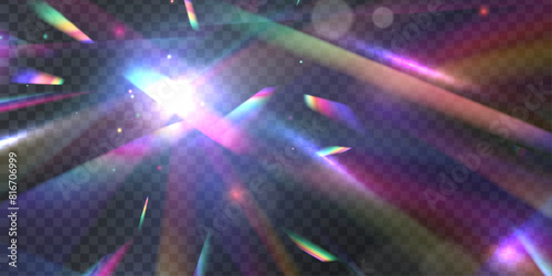 Abstract refraction glow effect on black background. Transparent light refraction pattern for adding effects to backgrounds and objects. 