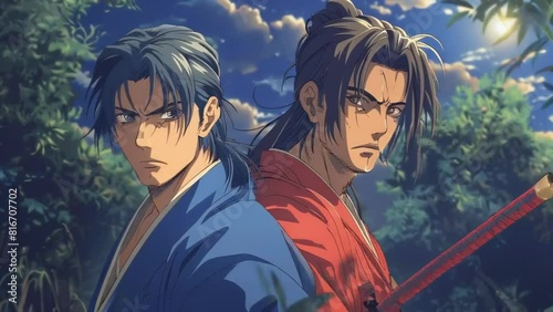 Determined Warriors in a Nighttime Battle
