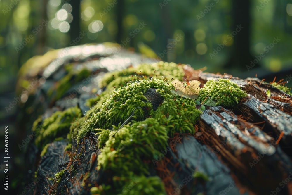 Close up of a moss covered log, suitable for nature backgrounds Close up of a moss covered log, suitable for nature backgrounds