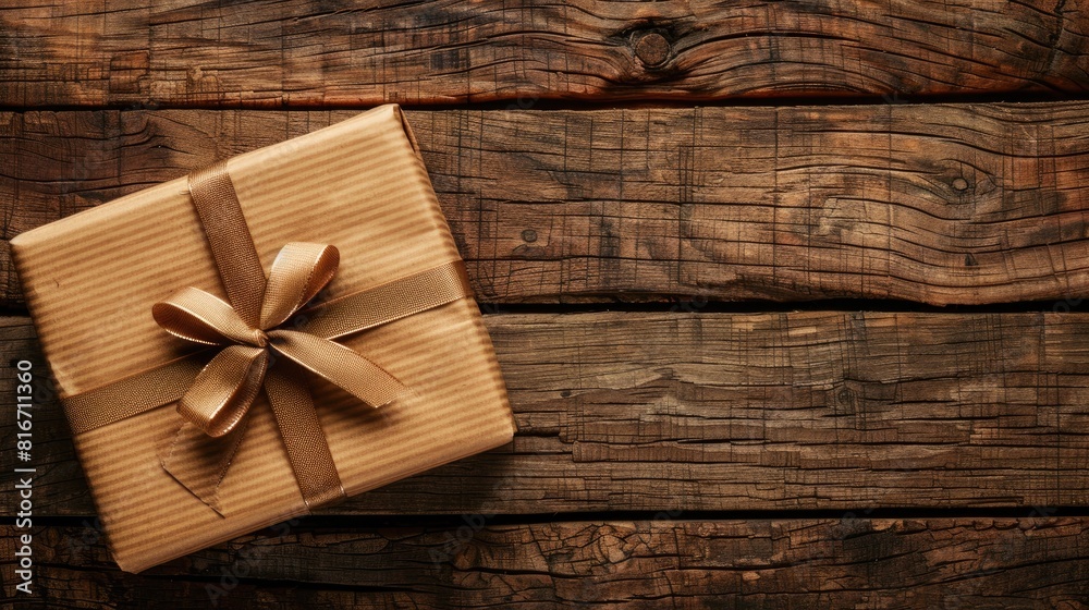 Fototapeta premium Apology Card with Gift Box Layout on Wooden Background