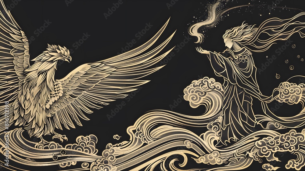Fototapeta premium Golden Eagle Wings Design Vector Illustration