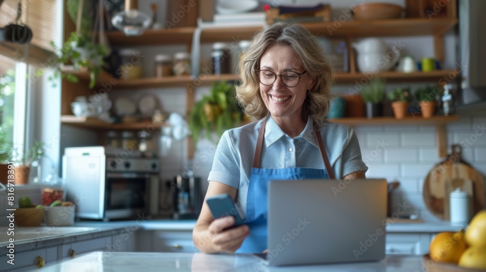 A Happy Woman with Technology