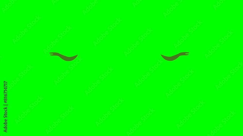 Cartoon simple blinking looking eyes on green screen insert, chroma key ...