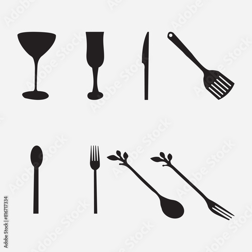 spoon set vector isulated on white background photo