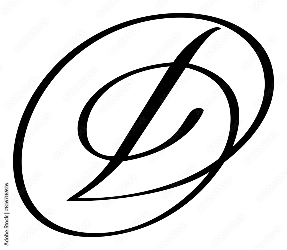 Hand drawn vector calligraphy letter D. Script font logo. Handwritten brush style flourish Hand drawn vector calligraphy letter D. Script font logo. Handwritten brush style flourish
