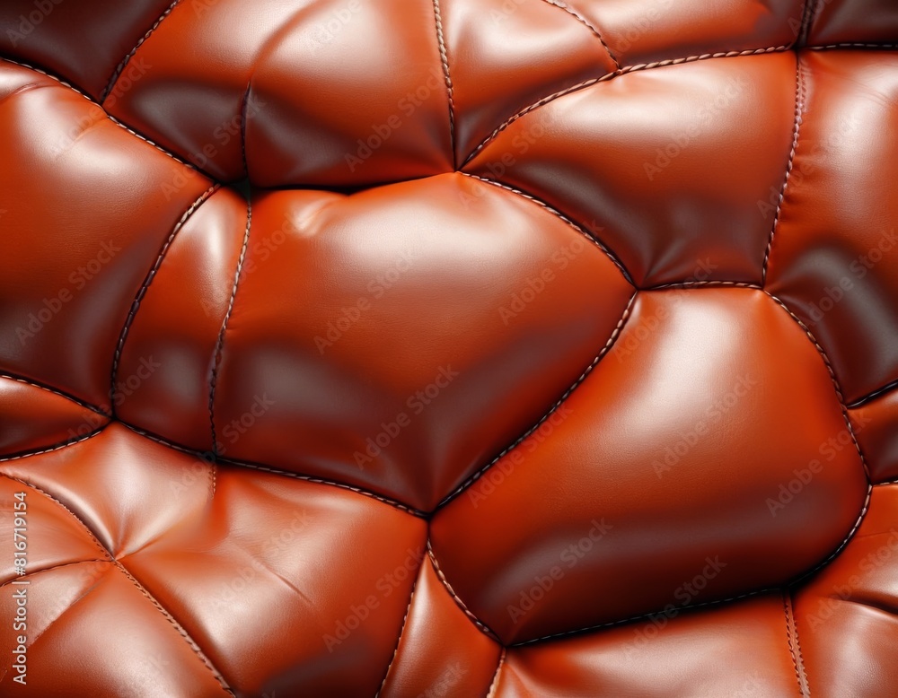 Close-up of plush brown leather upholstery with detailed stitching and padded texture, embodying elegance and comfort.. AI Generation Close-up of plush brown leather upholstery with detailed stitching and padded texture, embodying elegance and comfort.. AI Generation