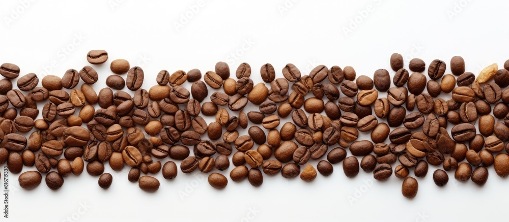 White background with coffee beans providing ample copy space for text or other elements White background with coffee beans providing ample copy space for text or other elements