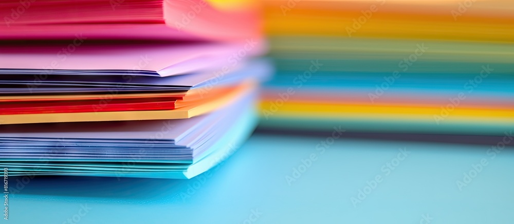A stack of colored paper sheets with copy space image A stack of colored paper sheets with copy space image